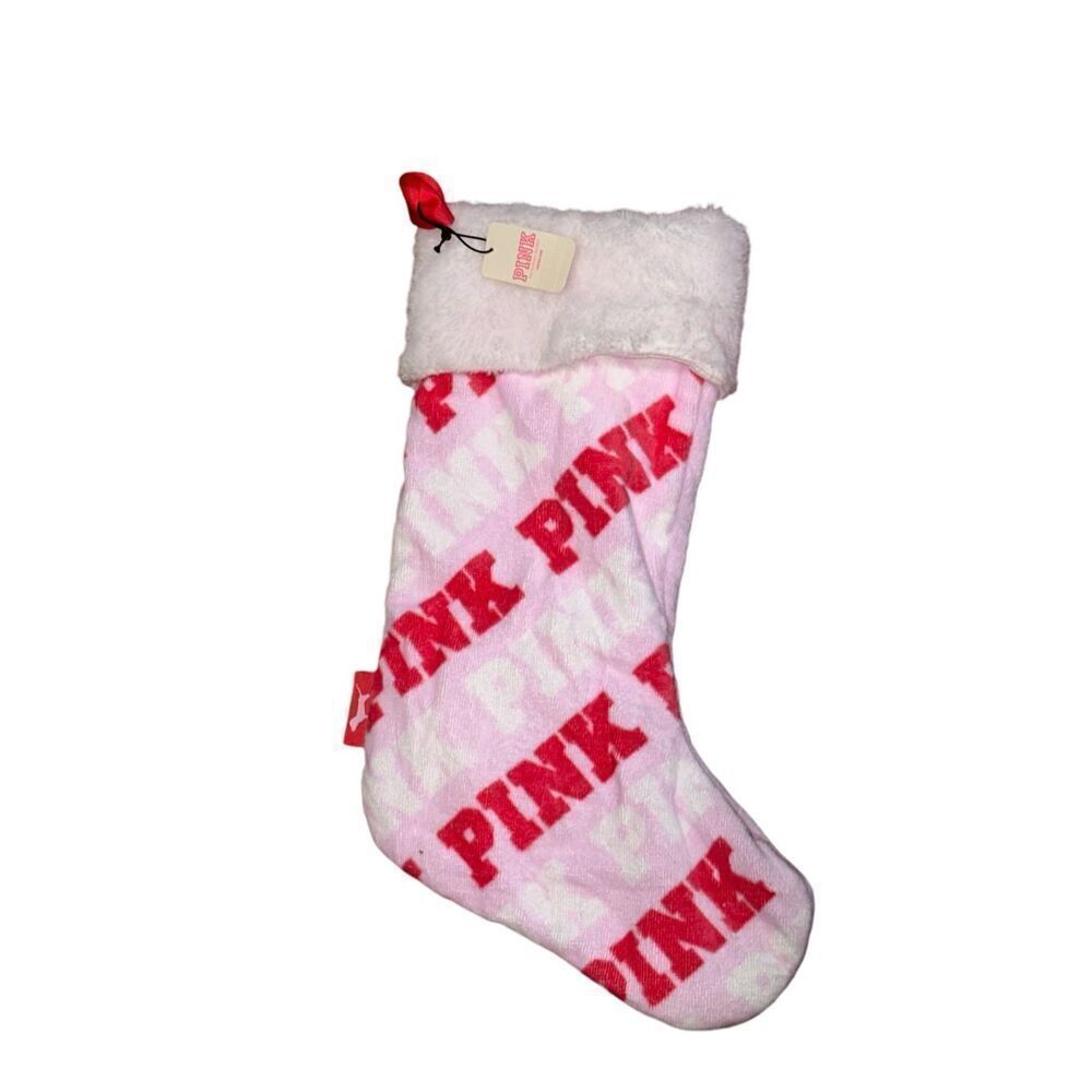 Brand New WITH TAGS Victoria’s Secret PINK Logo Holiday Christmas Stocking‎ Sold